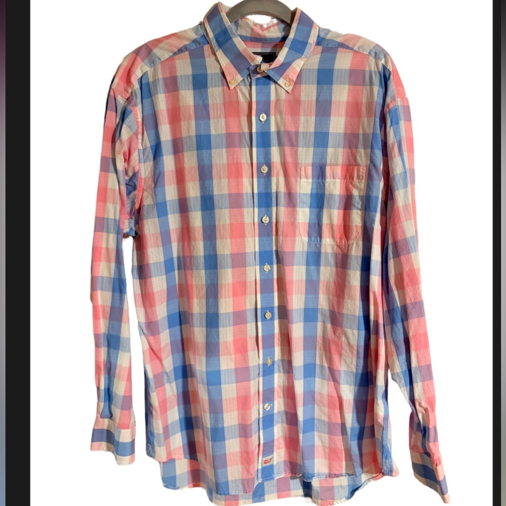VINEYARD VINES Blue & Pink Checkered Button Down Shirt